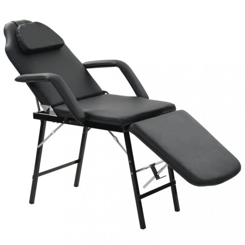 Hordozható fekete műbőr arckezelő szék 185 x 78 x 76 cm