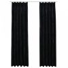 2 db fekete bársony sötétítőfüggöny kampókkal 140 x 245 cm