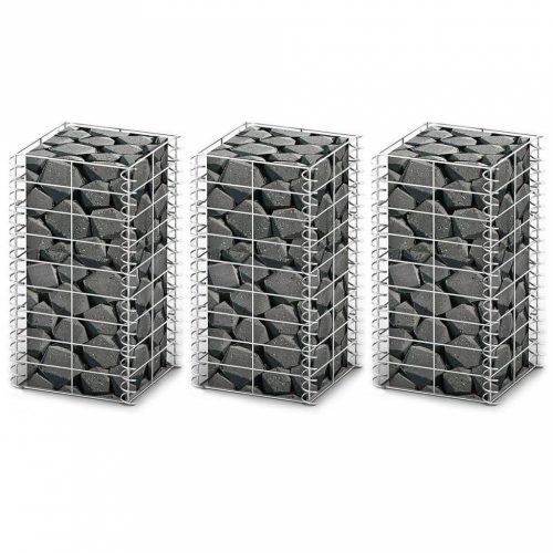 3 db gabion kosár horganyzott drótból 25 x 25 x 50 cm