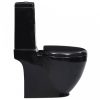 Fürdőszobai kerek fekete kerámia WC alsó vízelvezetéssel