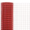 Piros PVC-bevonatú acél csirkeháló drótkerítés 25 x 1 m
