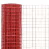 Piros PVC-bevonatú acél csirkeháló drótkerítés 10 x 1,5 m