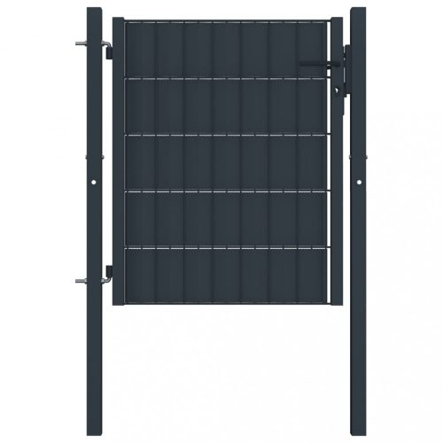 Antracitszürke pvc és acél kerítéskapu 100 x 81 cm  