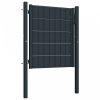 Antracitszürke pvc és acél kerítéskapu 100 x 101 cm  