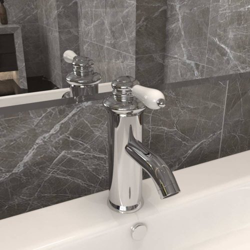 Krómozott felületű fürdőszobai mosdócsaptelep 130 x 180 mm
