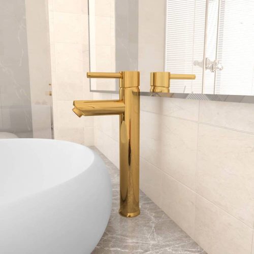 Aranyszínű fürdőszobai keverős csaptelep 12 x 30 cm