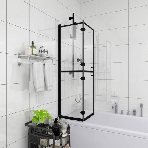 Fekete esg zuhanykabin összecsukható ajtóval 80 x 140 cm