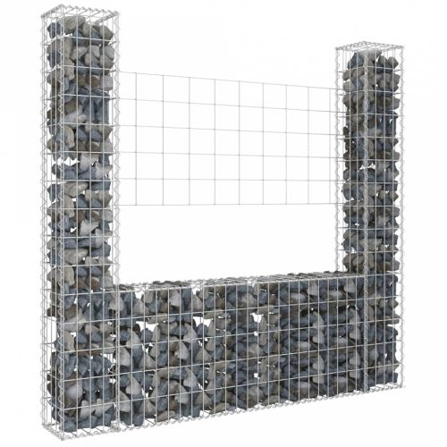 U-alakú vas gabionkosár 2 oszloppal 140 x 20 x 150 cm