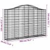 Íves horganyzott vas gabion kosár 200x30x120/140 cm