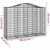 Íves horganyzott vas gabion kosár 200x50x140/160 cm