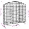 Íves horganyzott vas gabion kosár 150x50x120/140 cm