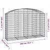 Íves horganyzott vas gabion kosár 200x50x120/140 cm