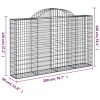 Íves horganyzott vas gabion kosár 200x30x120/140 cm