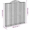 Íves horganyzott vas gabion kosár 200x30x200/220 cm