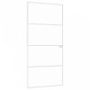 Fehér edzett üveg és alumínium vékony beltéri ajtó 93x201,5 cm