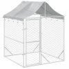 Ezüstszínű horganyzott acél kutyakennel tetővel 2x2x2,5 m