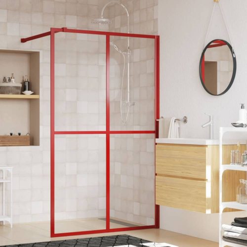Piros zuhanyfal átlátszó ESG üveggel 118 x 195 cm