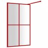 Piros zuhanyfal átlátszó ESG üveggel 118 x 195 cm