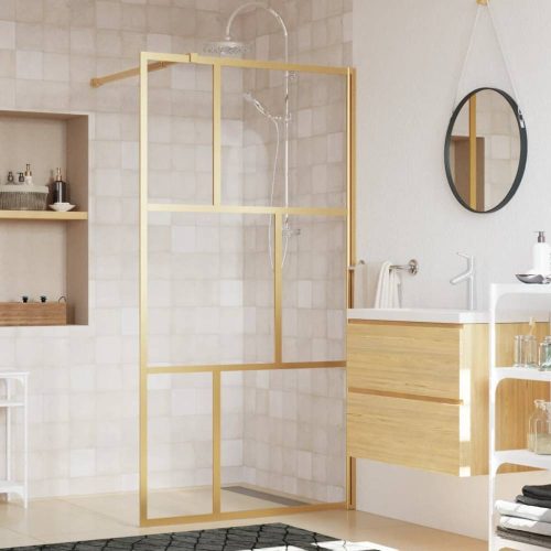 Aranyszínű zuhanyfal átlátszó ESG üveggel 115 x 195 cm