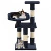 Kék macskabútor szizál kaparófákkal 65 cm