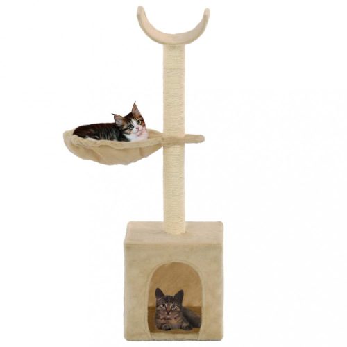 Bézs macskabútor szizál kaparófákkal 105 cm