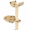 Bézs, mancsmintás macskabútor szizál kaparófákkal 105 cm