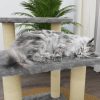Világosszürke macskabútor szizál kaparófákkal 50,5 cm