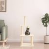Krémszínű macskabútor szizál kaparófákkal 111 cm