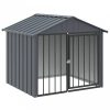 Fekete horganyzott acél kutyakennel tetővel 117x103x102 cm