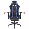 Kék dönthető versenyülés kialakítású irodai szék lábtartóval