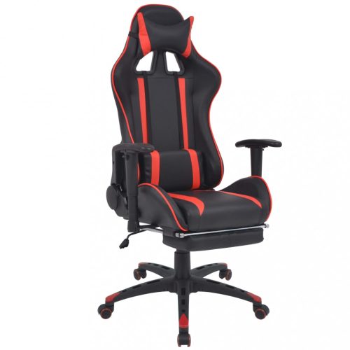 Piros dönthető versenyautó ülés alakú irodai szék lábtartóval