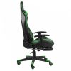 Zöld pvc forgó gamer szék lábtartóval