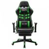 Fekete és zöld műbőr gamer szék lábtámasszal