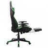 Fekete és zöld műbőr gamer szék lábtámasszal
