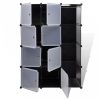 Fekete/fehér szekrény 9 tárolórekesszel 37 x 146 x 180,5 cm