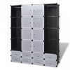 Fekete/fehér szekrény 18 tárolórekesszel 37 x 146 x 180,5 cm