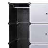 Fekete/fehér szekrény 18 tárolórekesszel 37 x 146 x 180,5 cm