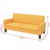 3-személyes sárga kanapé 180 x 65 x 76 cm