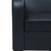 Háromszemélyes fekete műbőr kanapé