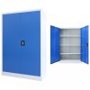 Szürke és kék fém irodai szekrény 90 x 40 x 140 cm