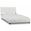 Fehér műbőr ágy matraccal 90 x 200 cm