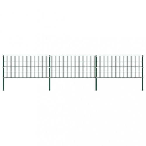 Zöld vas kerítéspanel oszlopokkal 5,1 x 0,8 m