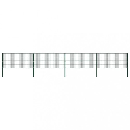 Zöld vas kerítéspanel oszlopokkal 6,8 x 0,8 m