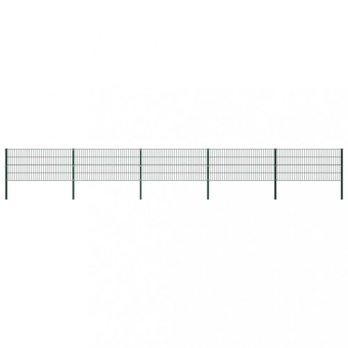 Zöld vas kerítéspanel oszlopokkal 8,5 x 0,8 m 