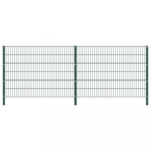 Zöld vas kerítéspanel oszlopokkal 3,4 x 1,2 m 