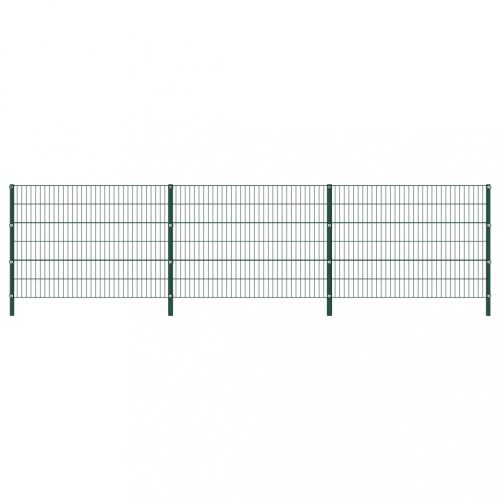 Zöld vas kerítéspanel oszlopokkal 5,1 x 1,2 m 
