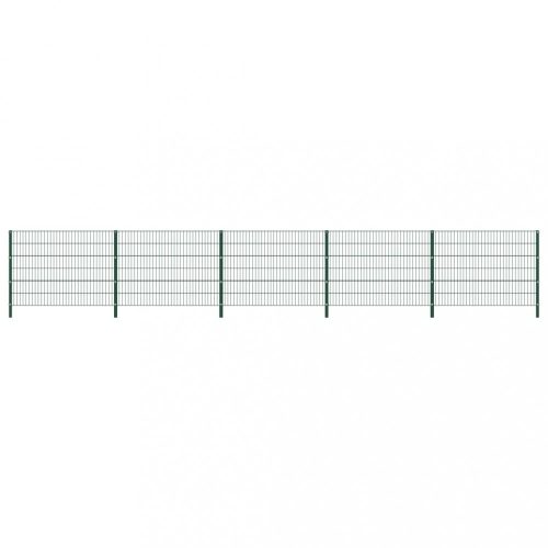 Zöld vas kerítéspanel oszlopokkal 8,5 x 1,2 m 