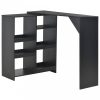 Fekete bárasztal mozgatható polccal 138 x 39 x 110 cm