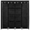 Fekete ruhásszekrény 4 tárolórekesszel 175 x 45 x 170 cm