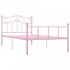 Rózsaszín fém ágykeret 100 x 200 cm